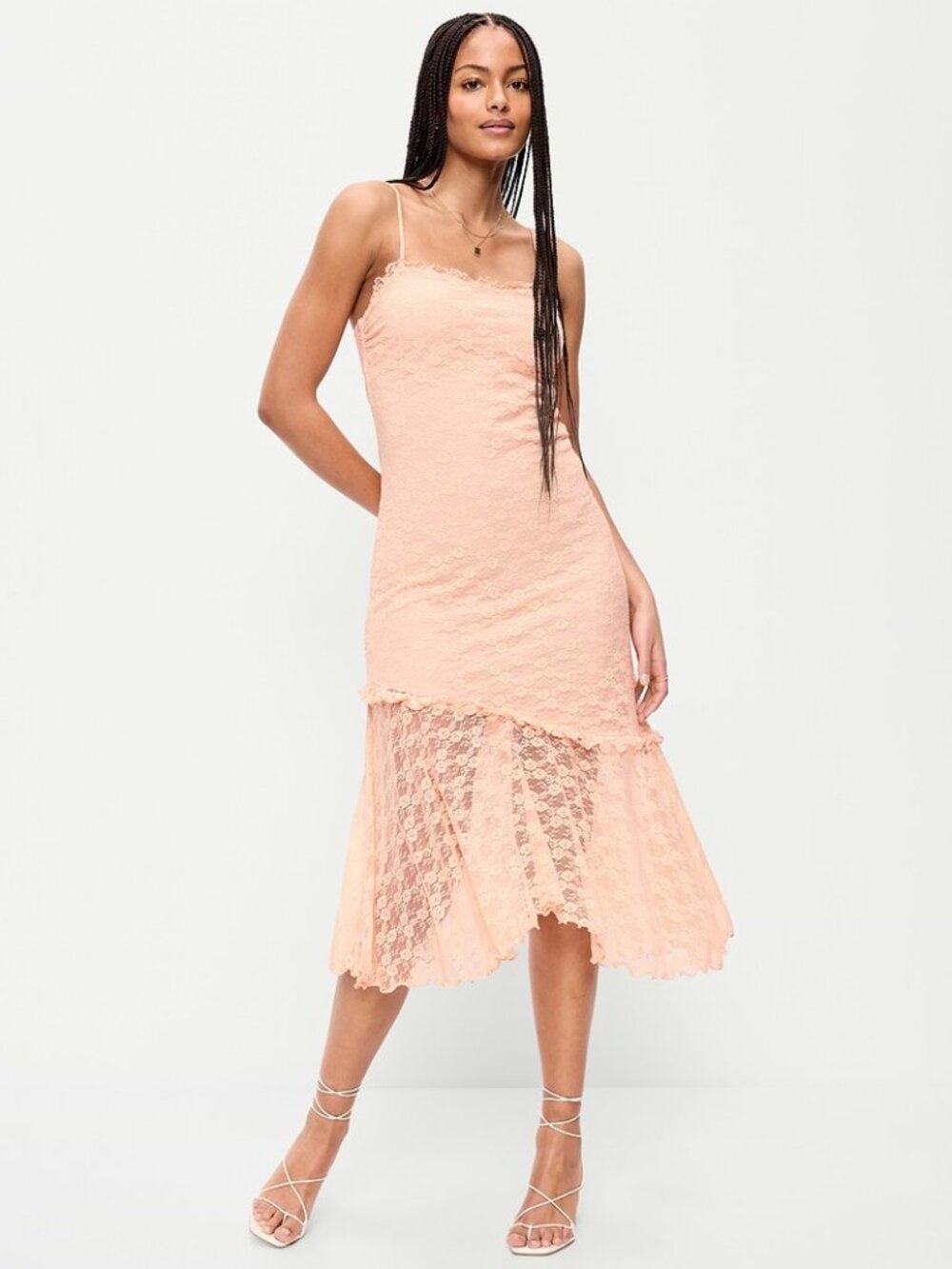 Fit & Flare Lace Midi Dress Size S | Peach Gelato